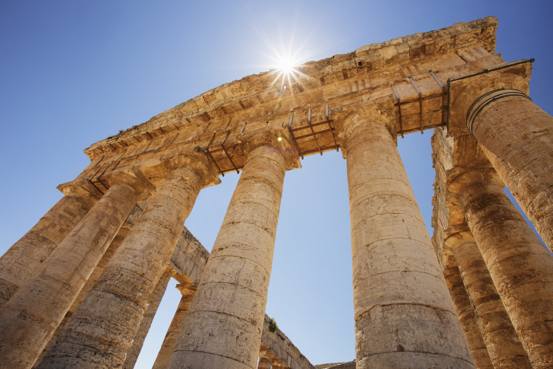 Temple of Segesta,Italy,Columns of the Temple of Segesta in Sicily.